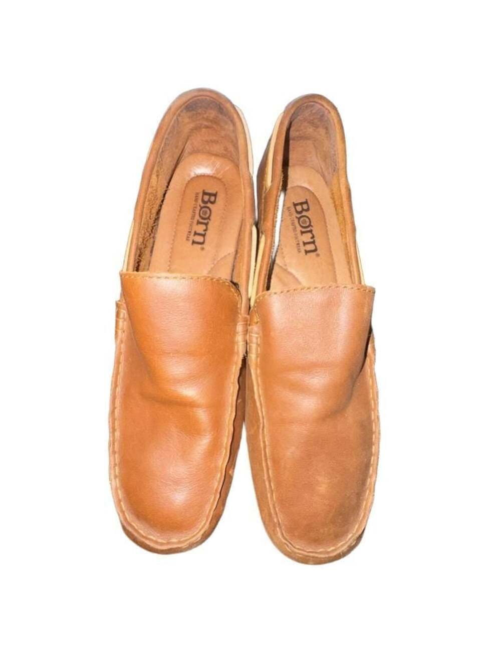 Born Men's Brown Leather Slip-On Loafers Moccasins